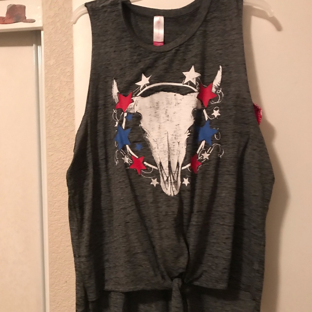 New Cow Skull/longhorn/cow skull tank top